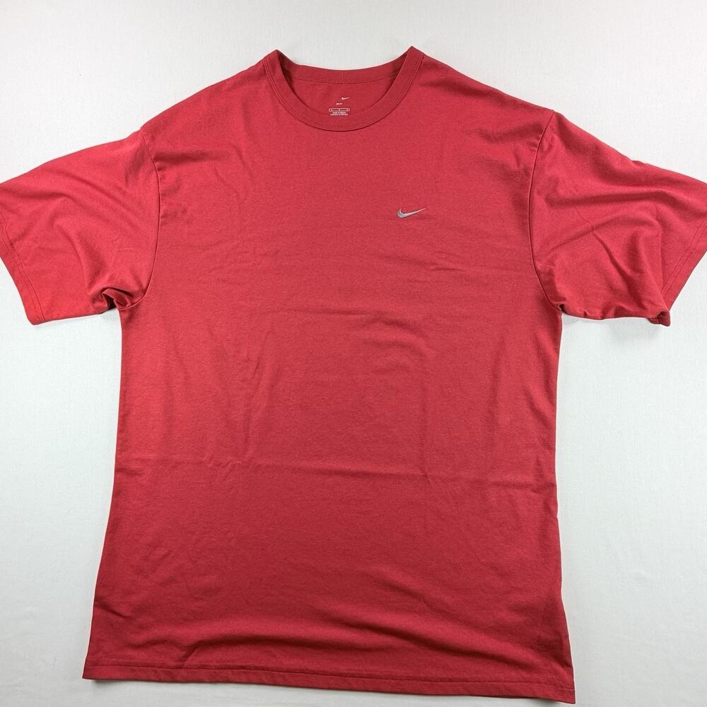 Nike Dri Fit Men's Short Sleeve Crew Neck Shirt Red Performance Shirt Size Large